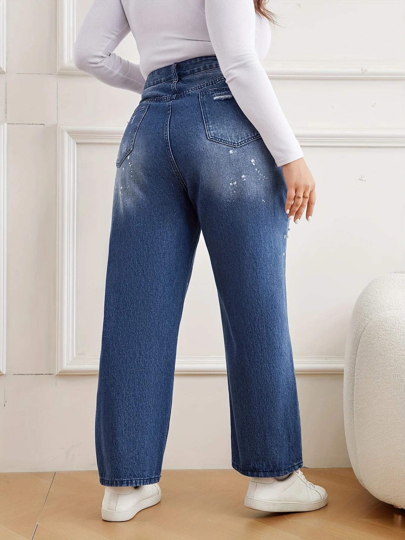 trendy element hole plus size jeans 250319
