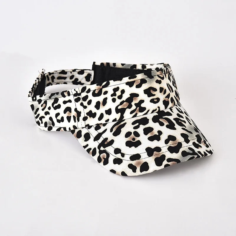Vintage Leopard Print Sunshade Hat for Women Summer Sports Tennis Golf Hats Outdoor Breathable Empty Top Sun Visors 250320