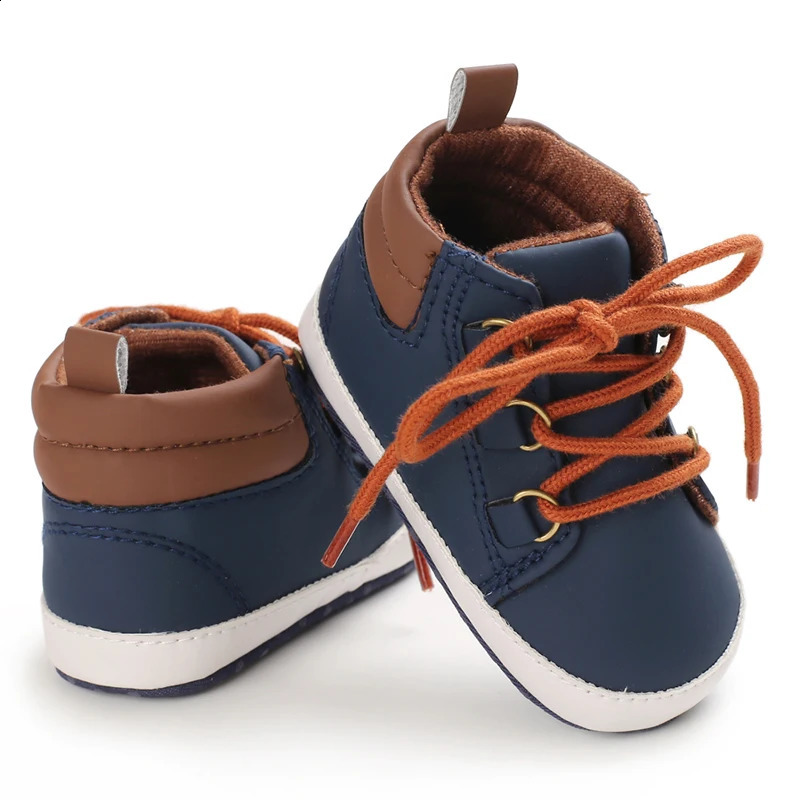 Blue Foreign Trade High Top Baby Shoes for 0-1 Year Old Boys Casual Sports Shoes Anti slip Walking Shoes 250319