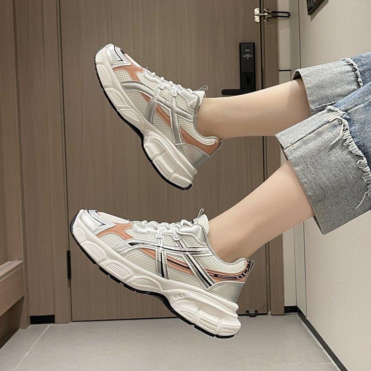 Women's dad shoes, low-top lace-up casual shoes 2025 new style mesh running shoes for women casual sports shoes