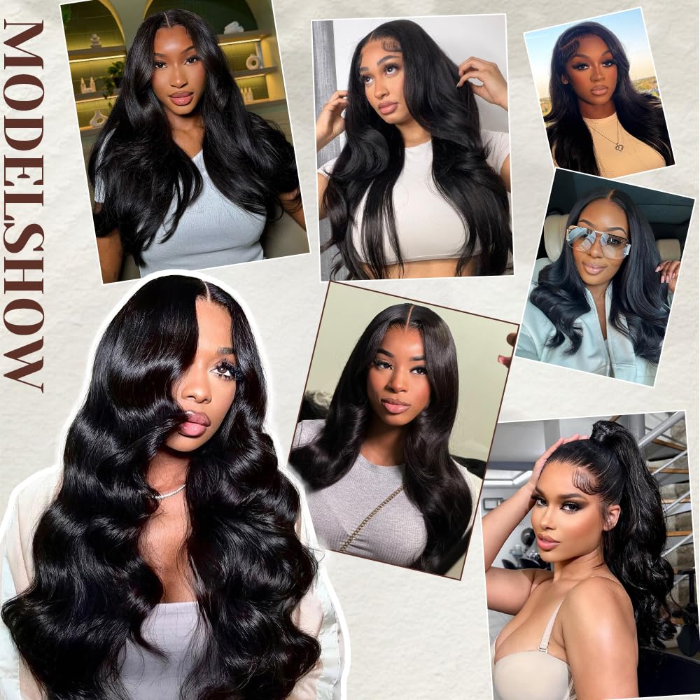 Glueless Wigs Human Hair Pre Plucked Pre Cut 5X5 Wear and Go Black Body Wave HD Lace Front Wig Bleached Knots Pre Everything Ready to Wear Glueless Cl