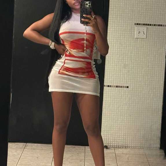 Autumn/Winter New Product Women's Jennie Same Style Perspective Fashion Spicy Girl Tight Printed Sleeveless Top 250315