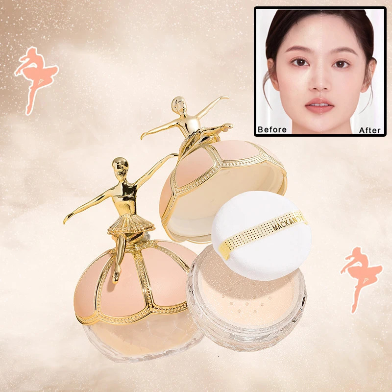 Large capacity ballet dancer compact transparent set powder waterproof oil control high coverage loose powder cosmetics 250319