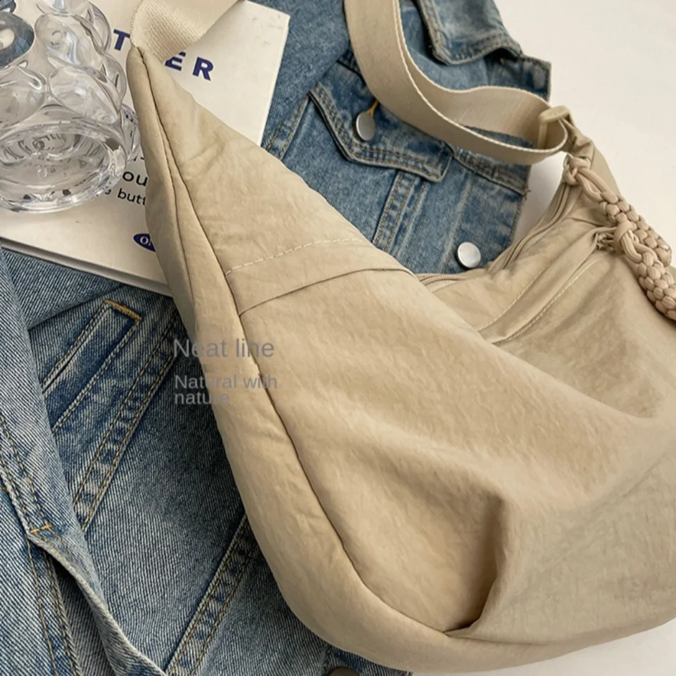 canvas cross body bag with large capacity simplified shoulder from Korea lightweight solid color garbage for travel 250317