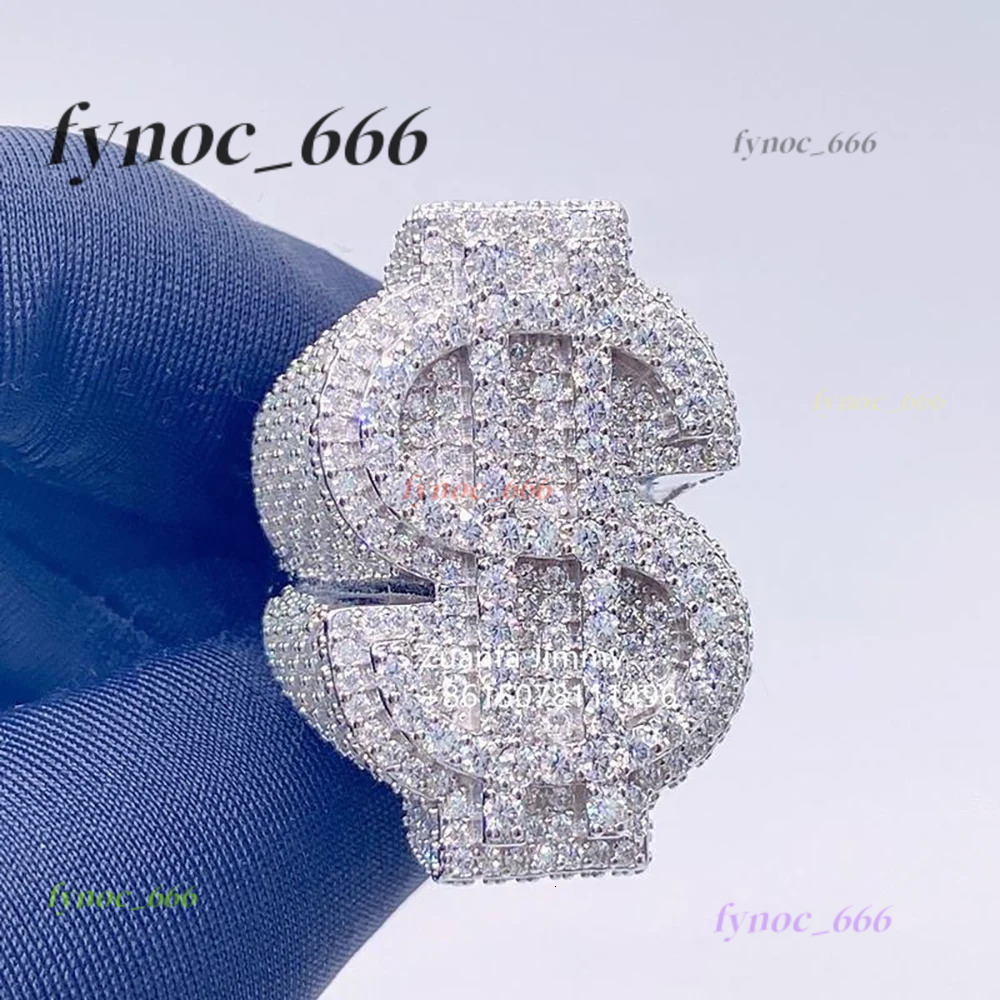 Personalized Custom Hip Hop Full Diamond Ring Bling Iced Out Money Big USD 18k Gold Ring For Women Men