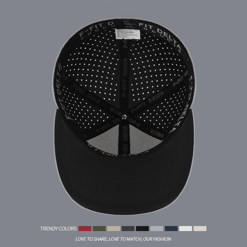 High Quality Full Closed Mens Spring Summer Baseball Cap Causal Solid Trucker Hat 6 Panels Breathable Flat Brim Stretchy Caps 250320