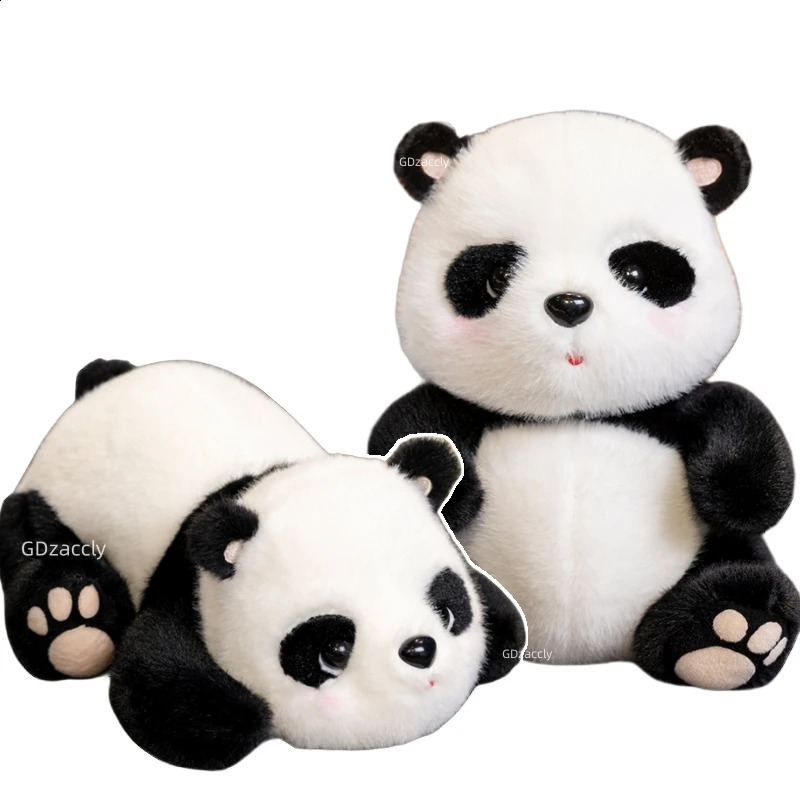 1pc Fluffy Hair Lifelike Panda Plushie Stuffed Birth Baby Panda Bear Fuzzy Plush Toy For Kids Birthday Christmas Gift Boy 250319