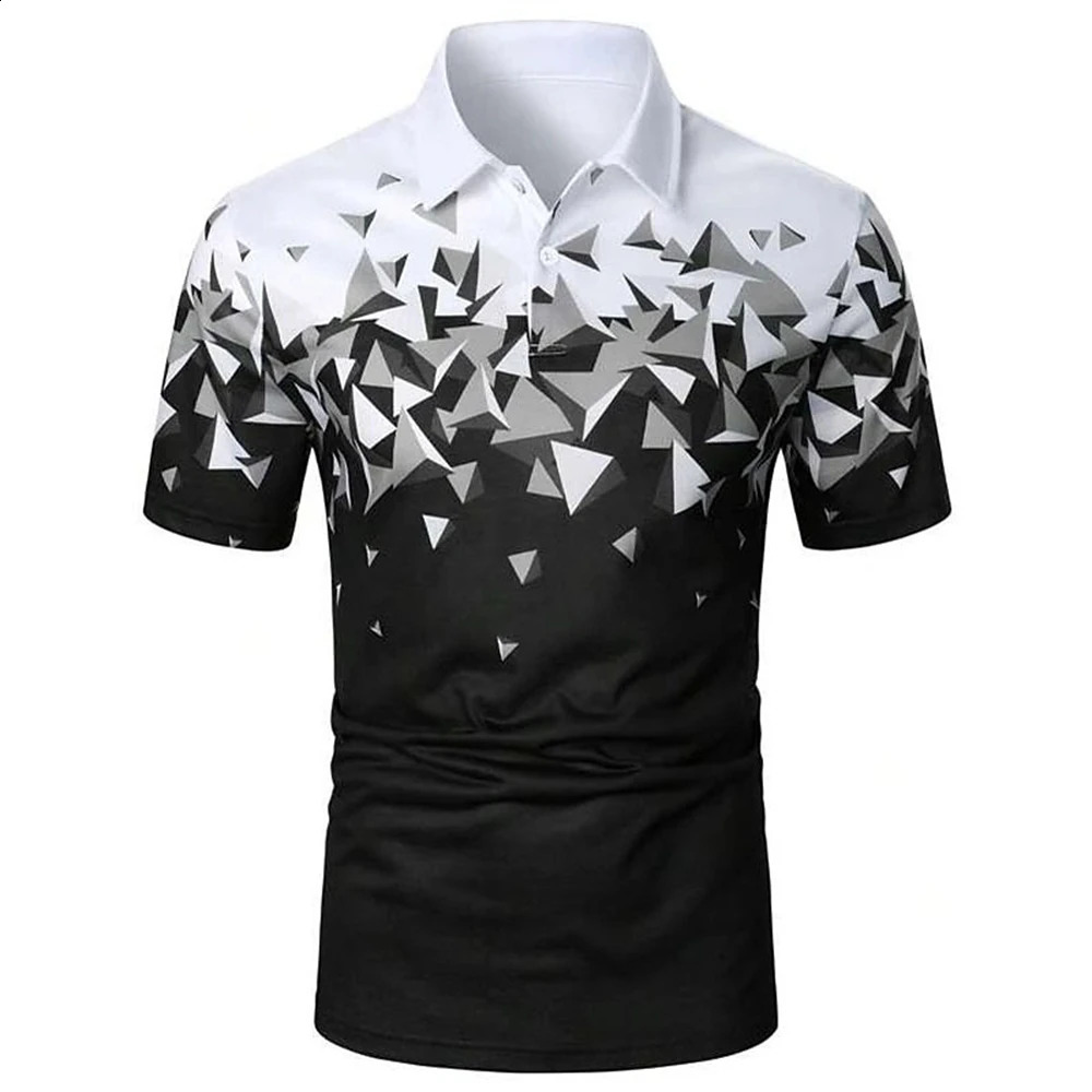 Gradient Polo Shirts Men Casual Lapel Short Sleeve T-Shirt 3d Print Golf Sports Shirt Summer Breath Quick Dry Mens Polo Shirts 250319