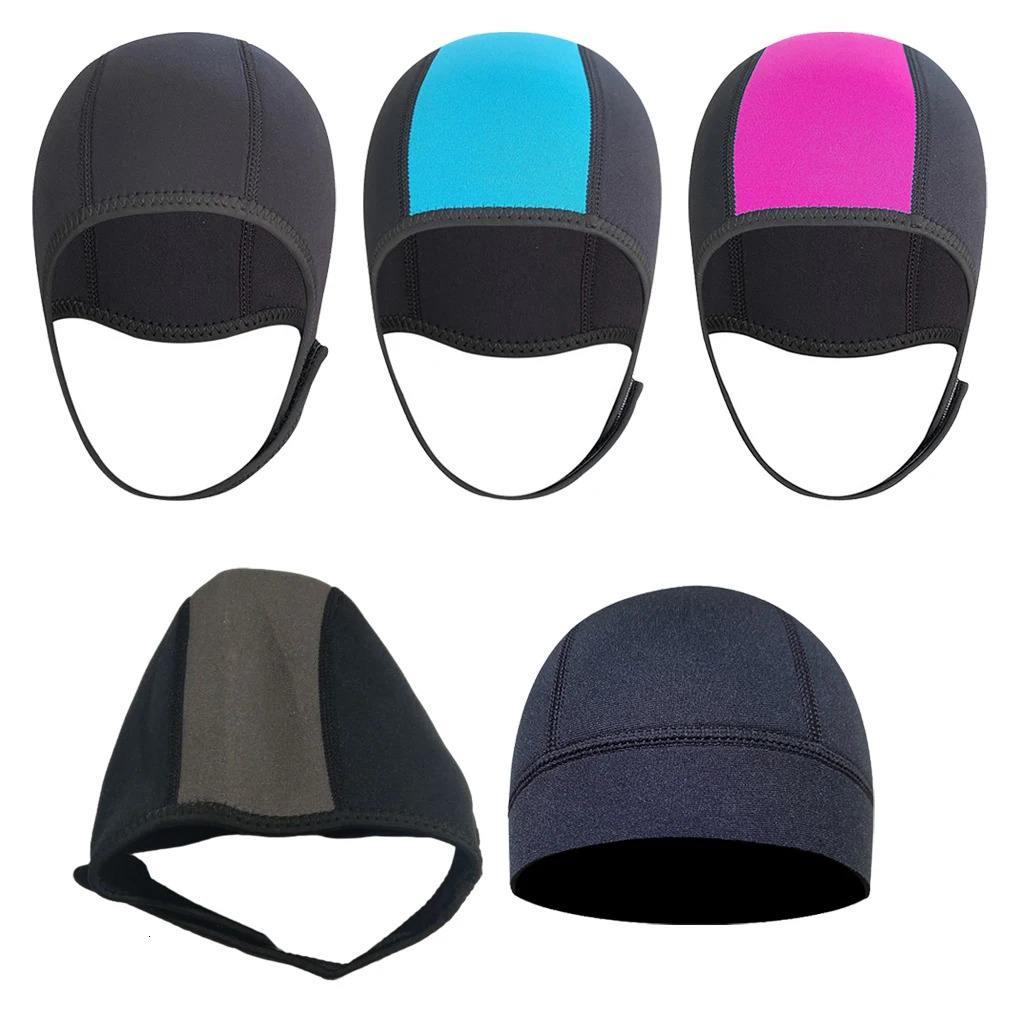 Neoprene 2 5mm Thicken Swim Thermal Hood Cap Thicken Underwater Ear Hat Training Practice Swimwear Man Women Black 250320