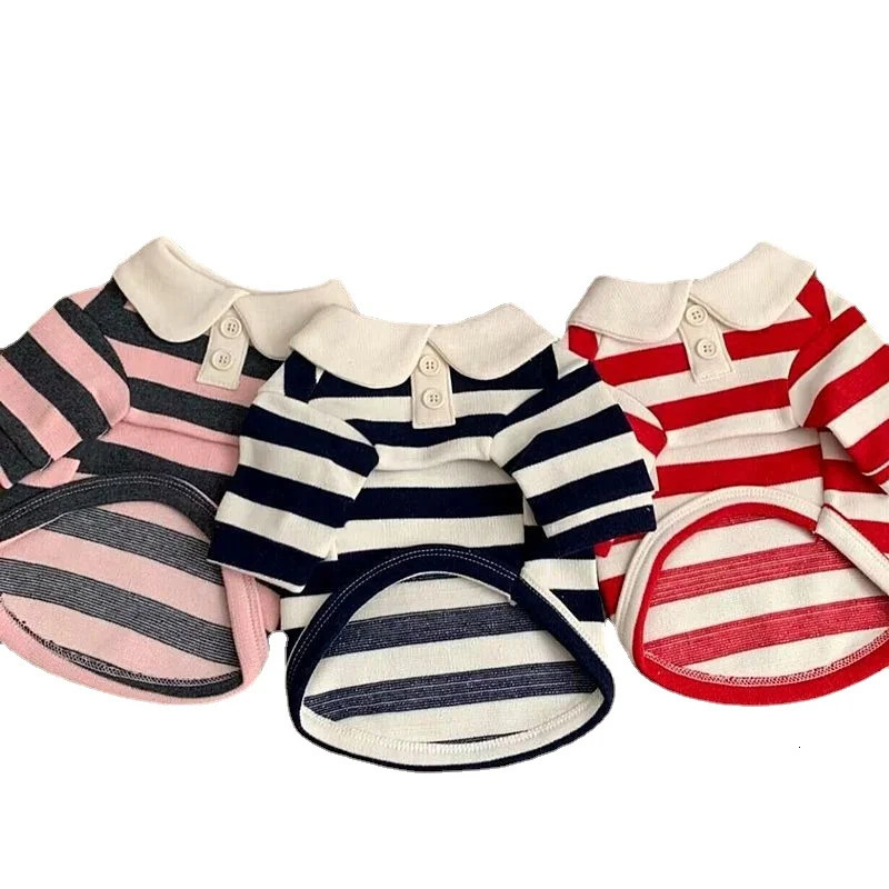 Dog clothing Schnauzer Teddy Yorkshire polo shirt summer dress striped pet Tshirt dog soft zipper set 250318