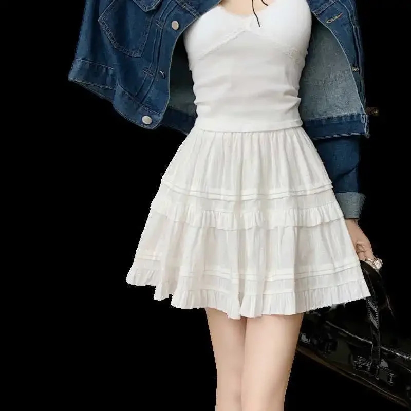 Plus Size Sweet Ballet Style White Puffy Half Skirt A- Line Summer Short Skirt for plus Size Women Cake Skirt Real S Big Size 250320