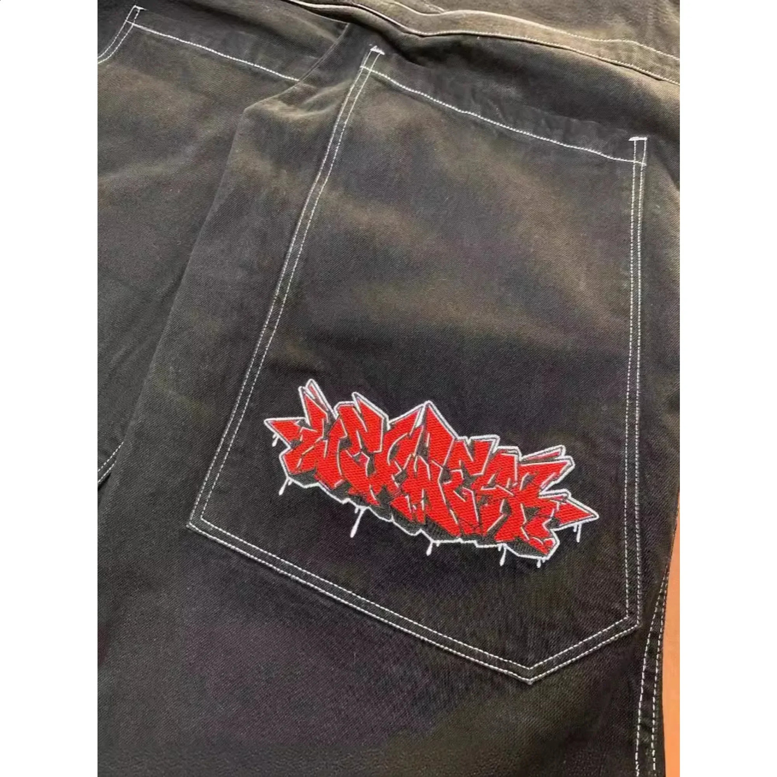 Wexwear Jeans Y2K Harajuku Hip Hop Letter Embroidered Retro Baggy Jeans Denim Pants Men Women Goth High Waist Wide Trousers 250319