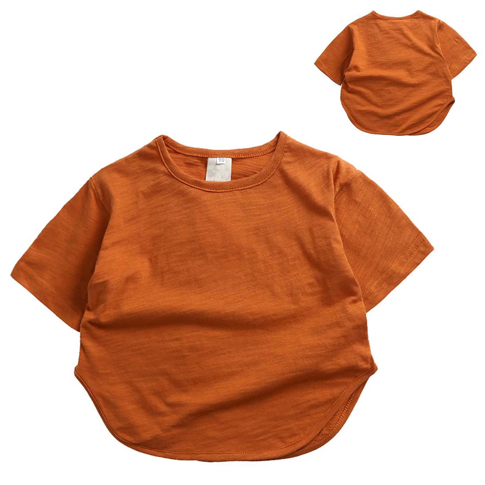 Preschool children girls boys short sleeved classic loose short sleeved solid color T-shirt teenagers childrens training tops 8 boysT250320