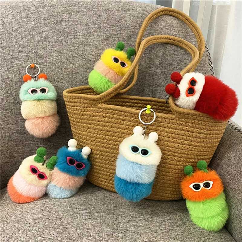 Cartoon Plush Keychain Girl Fun Pong Filling Animal Doll Keychain Backpack Car Pendant Accessories Jewelry GiftsXJ250319