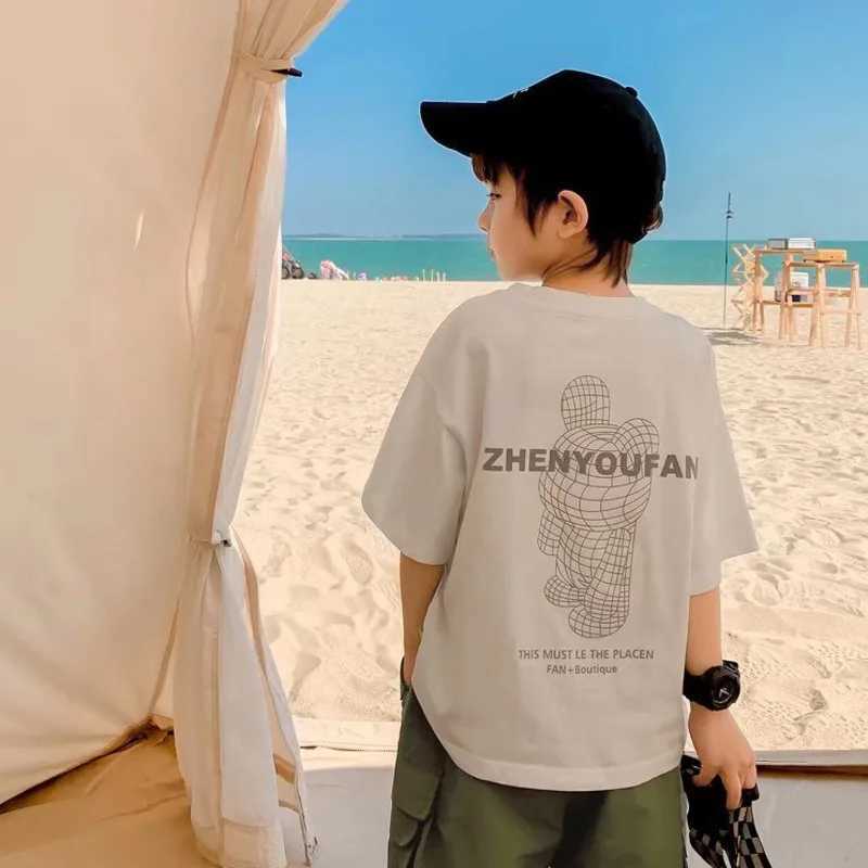 Boys and girls short sleeved bottom shirts for spring and summer middle-aged and elderly childrens T-shirts childrens clothingT250320