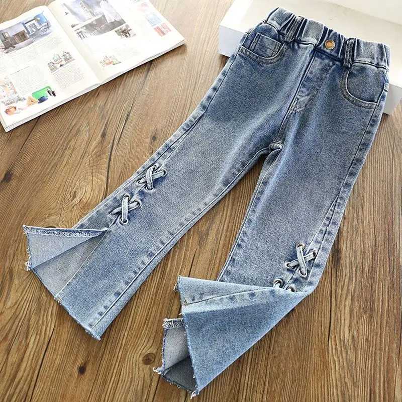 3-12Y Girls Jeans Spring/Summer 2024 New Korean Childrens Edition Western Flash Pants Girls Spring PantsT2502320