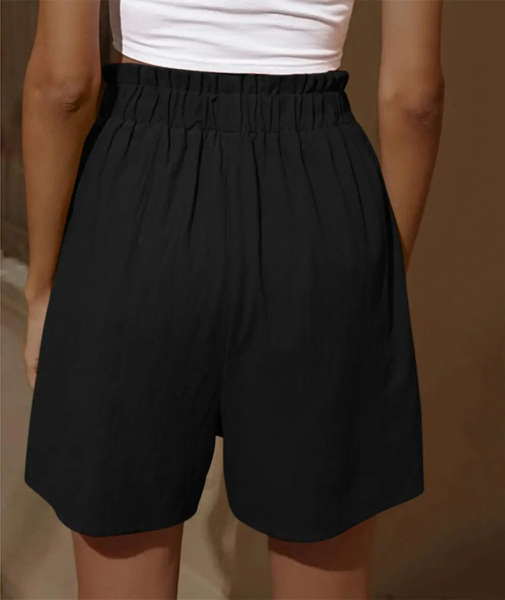 Women Summer Shorts Casual Sports Female Cotton and Linen Loose with Pockets 250320