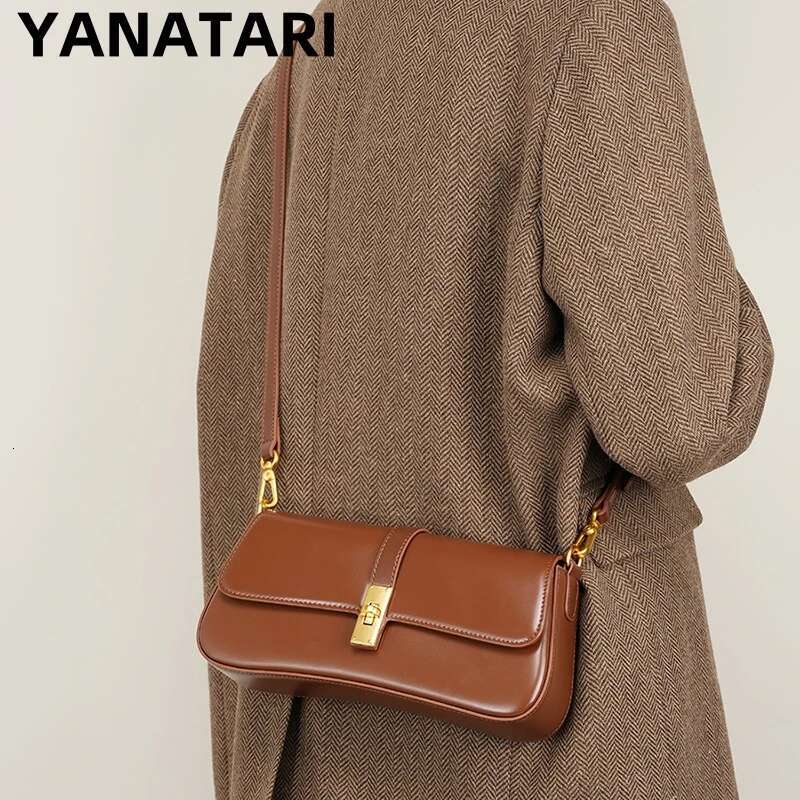 YANATARI Underarm Cowhide Genuine Leather Handbags Women Vintage Shoulder Bag Female Crossbody Bags High Quality 2025