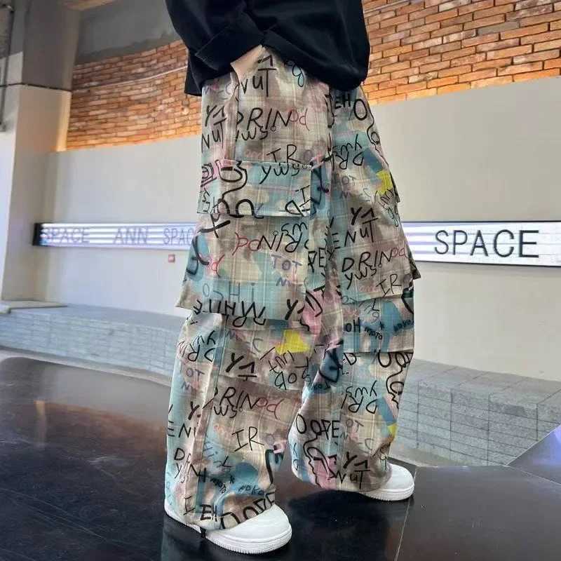 American Camouflage Fashion Spliced Multi-pocket Wide-leg Pants Men Y2k Gothpunk Street Hip-hop Loose Oversized Jeans WomenT250319