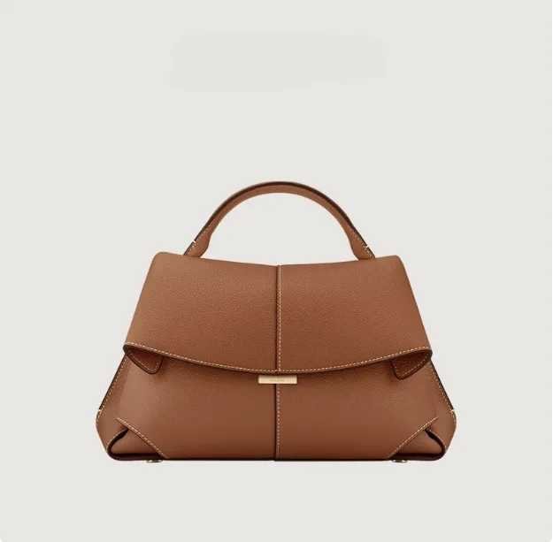 High end luxury leather bag with pleated design single shoulder large capacity commuting handbag Y250319