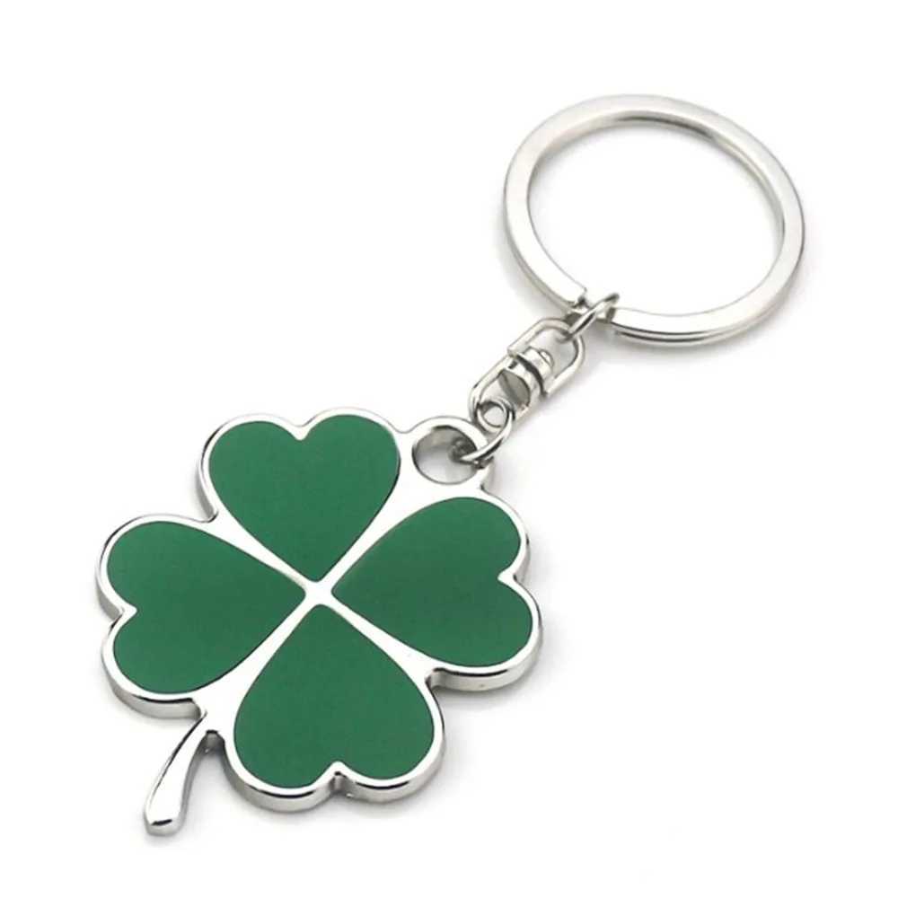 Simple New Niche Green Leaf Keychain Fashion Creative Exquisite Four-leaf Clover Lucky Keychain Key Ring Holiday GiftAccessoriesXJ250319