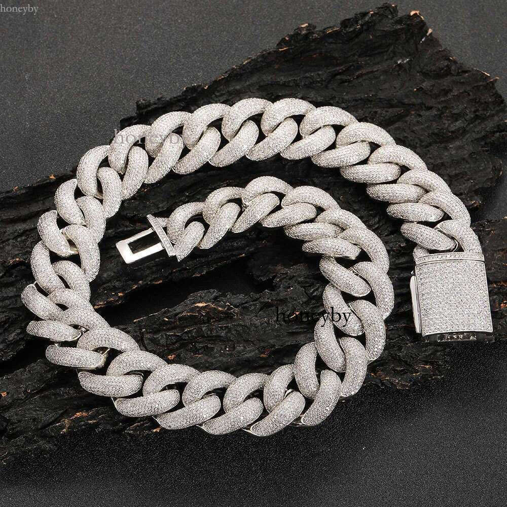 necklace moissanite chain 25mm Hip Hop Jewelry Chain Gold Plated Iced Zircon Miami Thick Cuban
