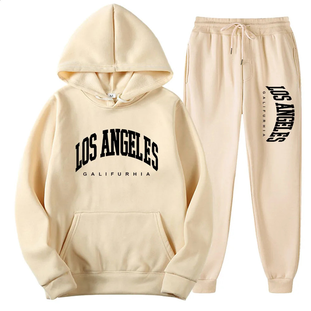 MensWomens Sportswear Fashion Sweatshirt Sweatpa LOS Tracksuit HoodiePants Two Piece Running Casual Angel GALIFURHIA 250319