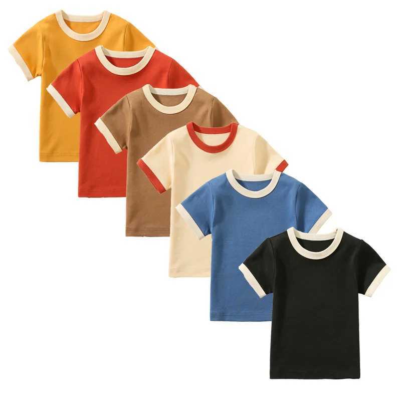 Neutral childrens T-shirt cotton short sleeved T-shirt suitable for boys girls and children aged 2-5 in summer 2025T250320