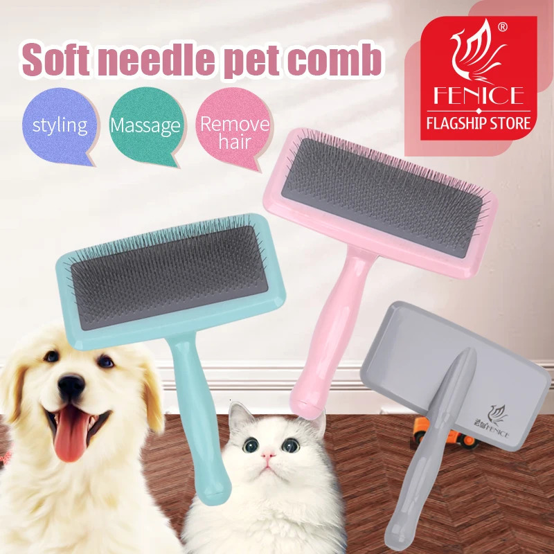 Fenice Pet Dog Grooming Comb Brush Massage OpenKnot Cat Cleaning Tool Hair Remover 250318