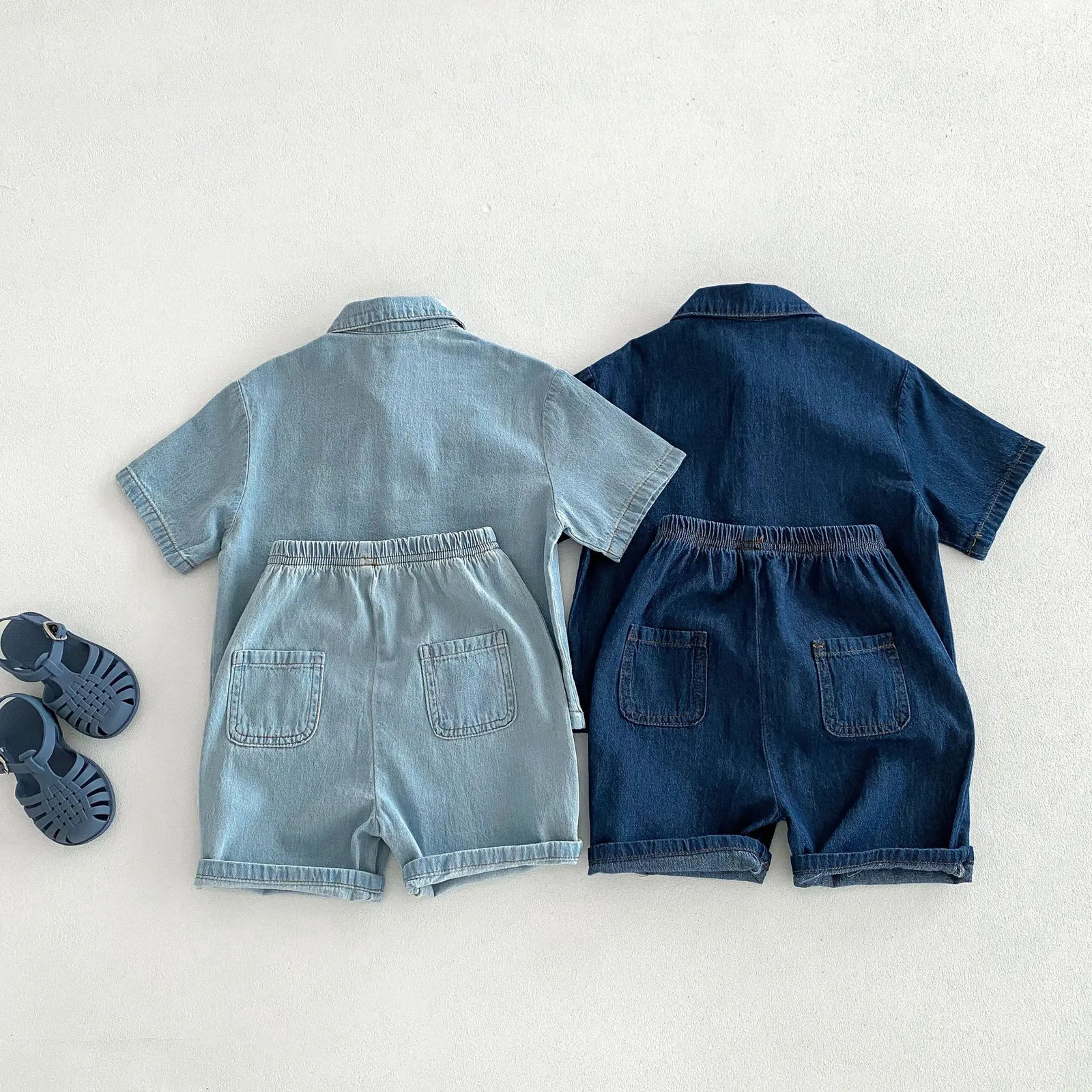 Milan Kerr childrens clothing set denim girls shirt and shorts 2piece boys 250319