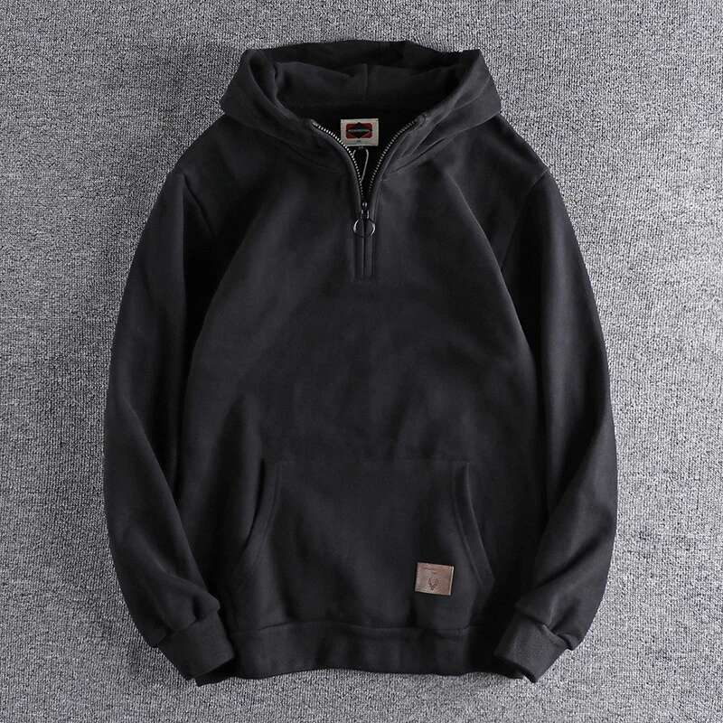 Autumn Winter American Retro 500G Heavyweight Hooded Hoodies Men's Pure Cotton Washed Youth Thickened Veet Casual Sweatshirt