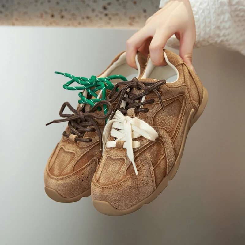 2025 With Box Designer shoes sneakers DIMANYU, women's natural leather Gump shoes, retro lace sneakers, women's everyday non-slip women'