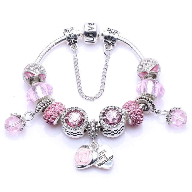2024 Sweet Mother Pendant Crystal Beads Charm Bracelets Fits Brand Bracelets Bangles for Women Lover DIY Christmas Jewelry Gift