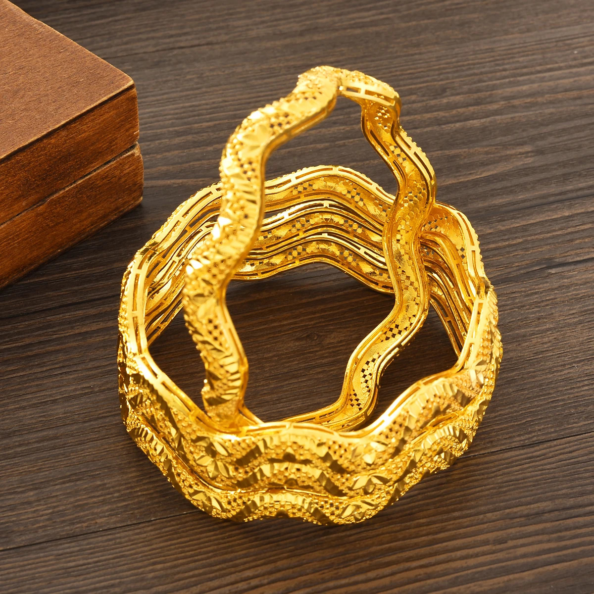 African Gold Color Bangles For Women Dubai Bracelet Jewellery Women Ethiopian Bride Wedding Bracelet Gifts#048 250320