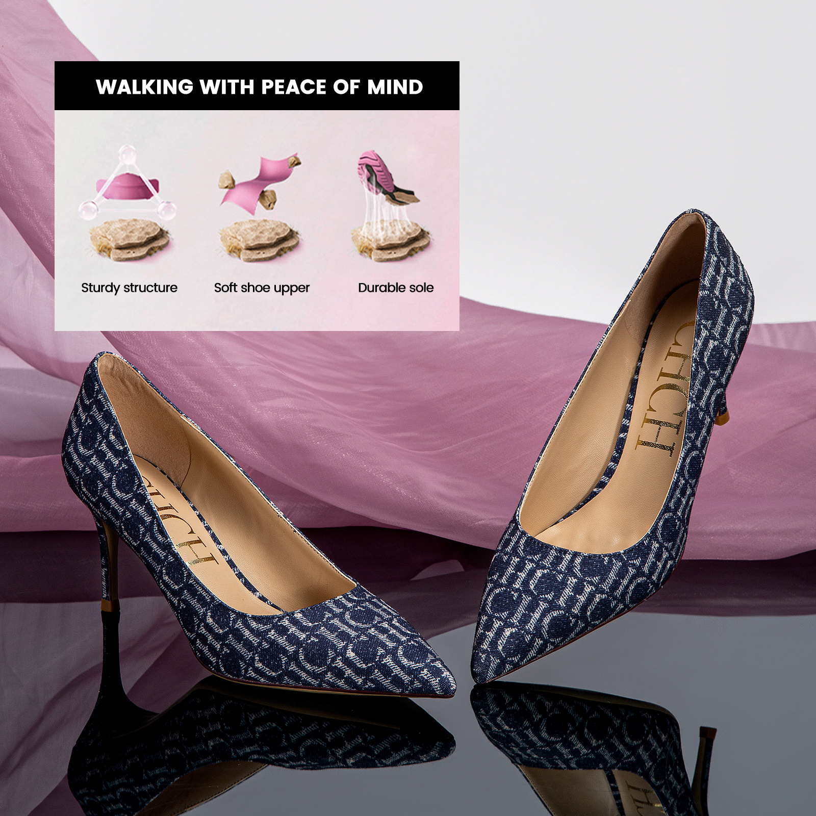 Designer CHCH French Women's Shallow Mouth Stiletto Heels Fashionable Versatile Pointed With A High Sense Of Luxury And Temperament Fashion Singl