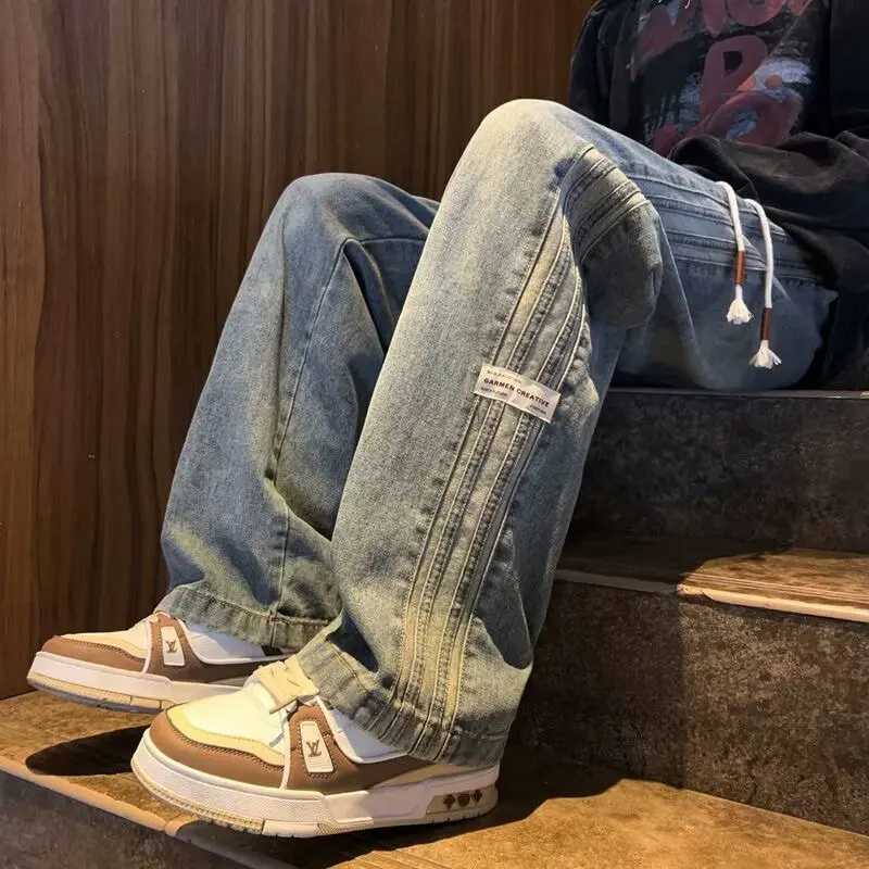 Boys high-end Trouser straight leg American Versatile casual Trousers side striped jeans for spring and summer new styleT250319