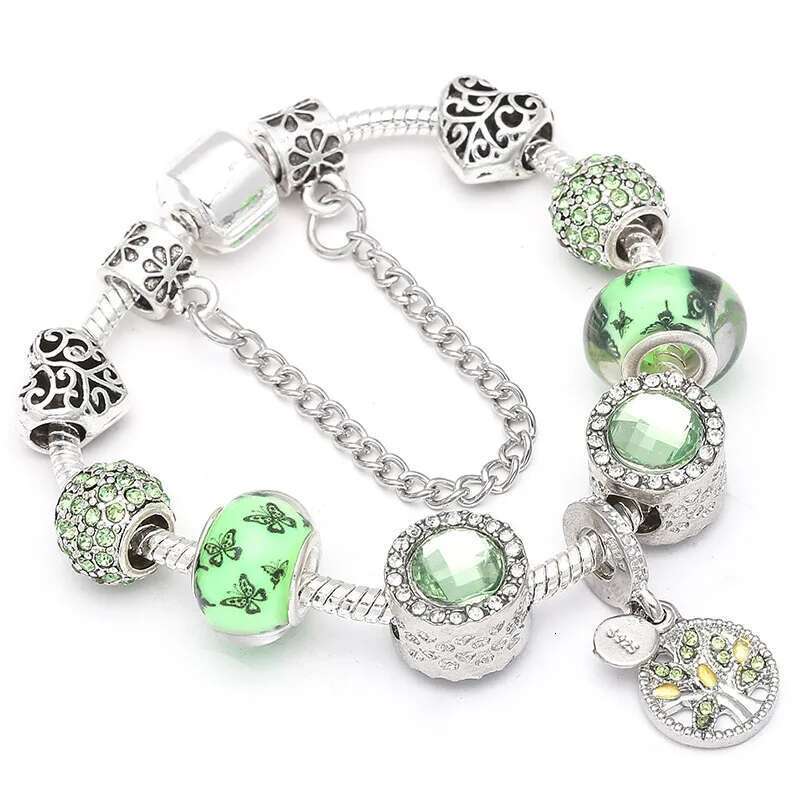 Antique Silver Color Charm Bracelet & Bangle Classic Suower Beads Fits Fine Bracelet For Women Jewelry Dropshipping