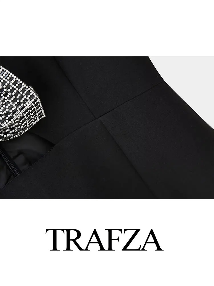 TRAFZA Summer Womens Slim Party Dress Chic Bow Hollow Zipper Decoration Elegant Womens Short Mini Skirt Streetwear 250314