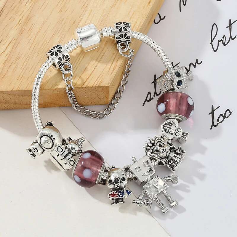 High Quality Lion King Beads Charm Bracelets With Silver Plated Cartoon Style Brand Bracelet Bangles For Women Kids Jewelry Gift