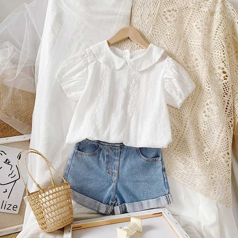 Cute summer shirt for girls childrens short sleeved shirtT250320