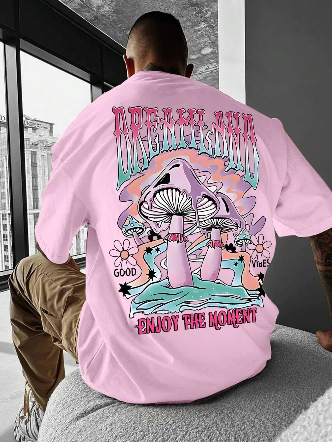 Mushroom mens unisex cotton Tshirt plus size top casual short sleeved street clothing classic printed S4XL 250320