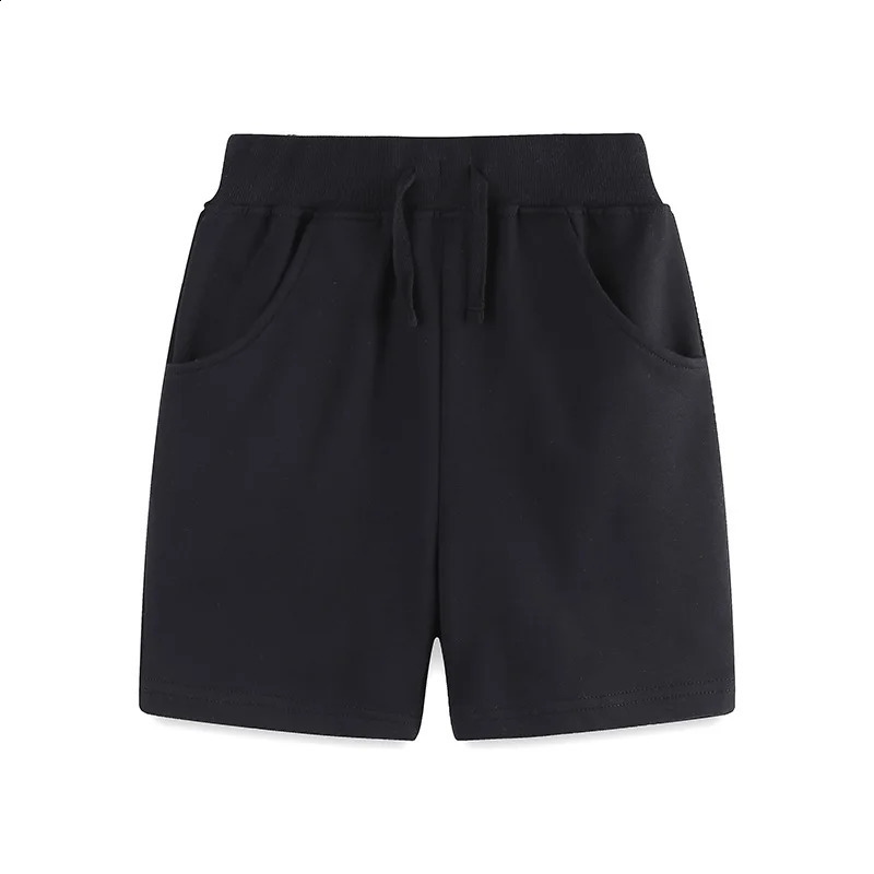 Single piece summer childrens shorts black pocket drawstring elastic 27Y 250312