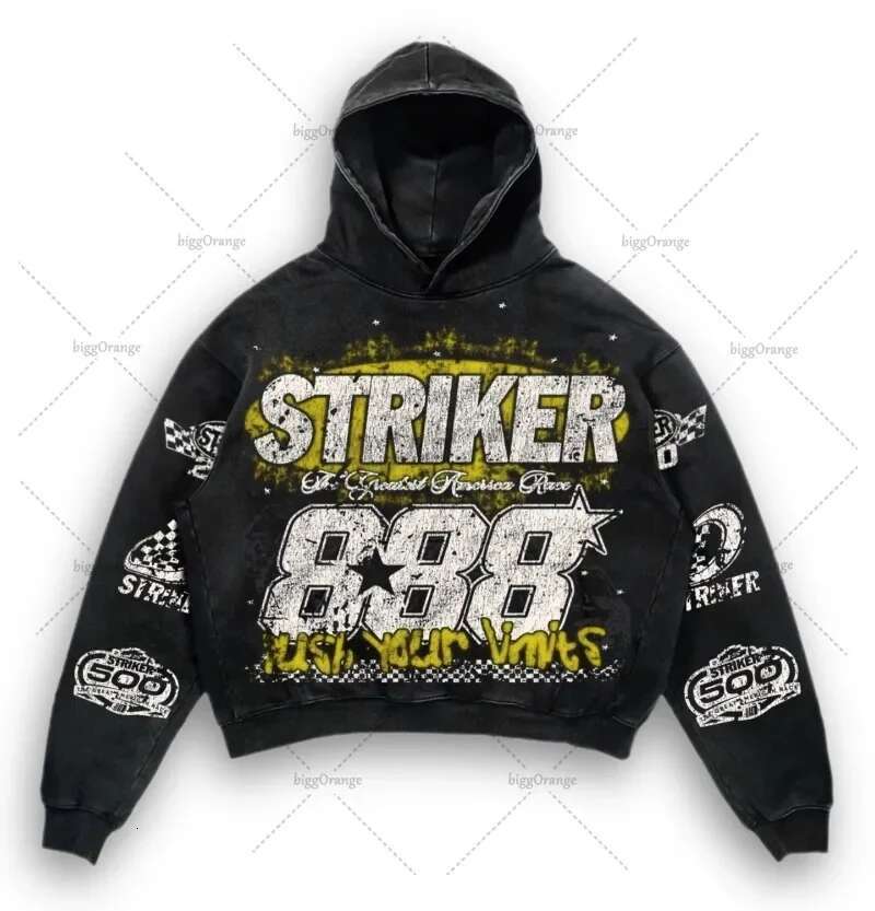 2024 American Style Letter Print Pullover Hoodie Haruku Retro Super Sweatshirt High Street Fashion Ins Top