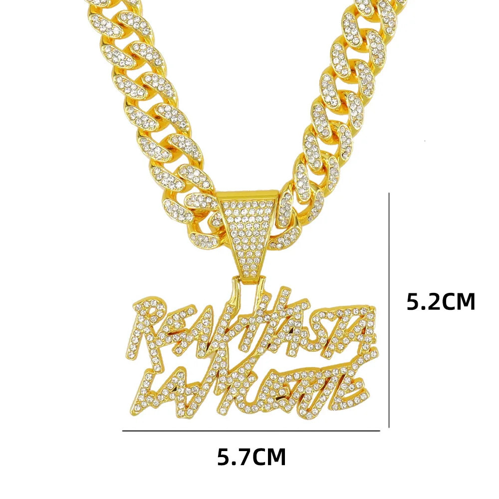 ZAKOL Hip Hop Letter Pendant Necklace for Women Men Shiny Rhinestones 13MM Cuban Chain Necklaces Fashion Jewelry Gifts 250320
