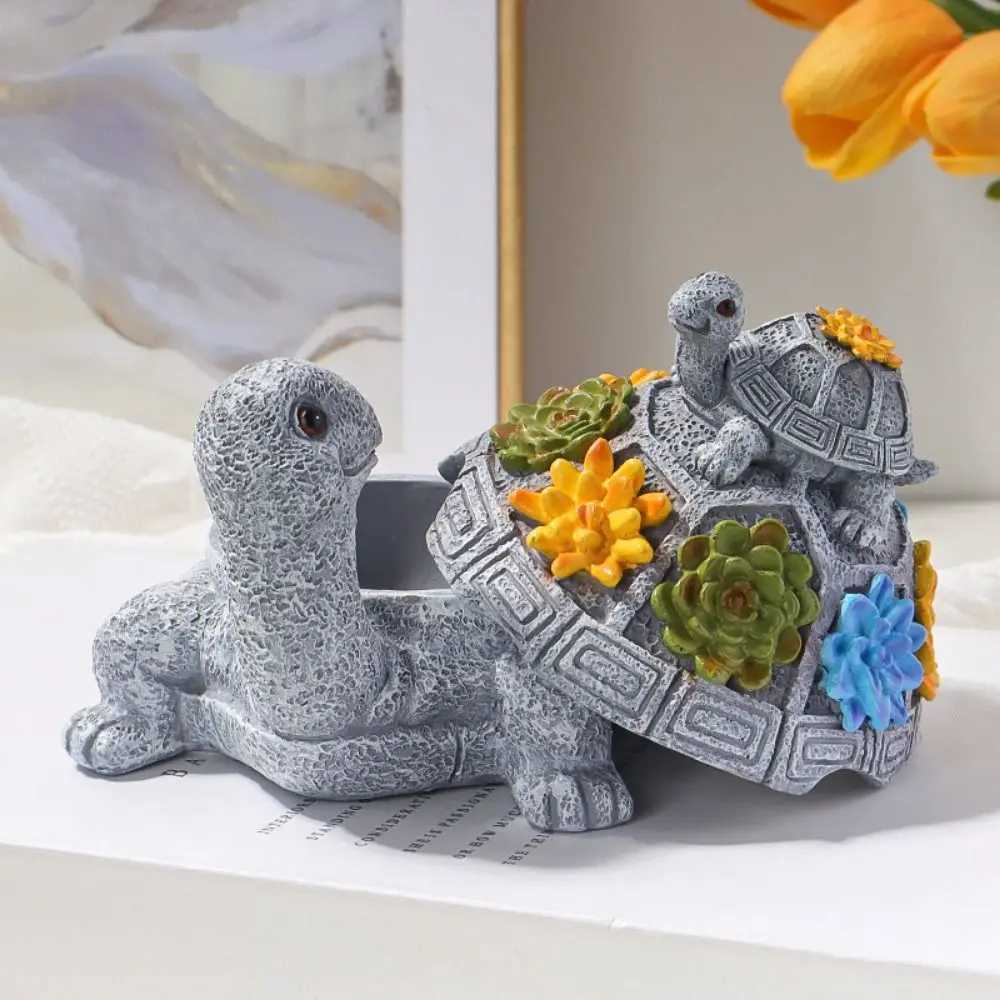 Heat Resistant Resin Turtle Ashtray Washable Cartoon Sea Turtle Ornament With Lid Desktop Ash Container Decoration AccessoriesC250319
