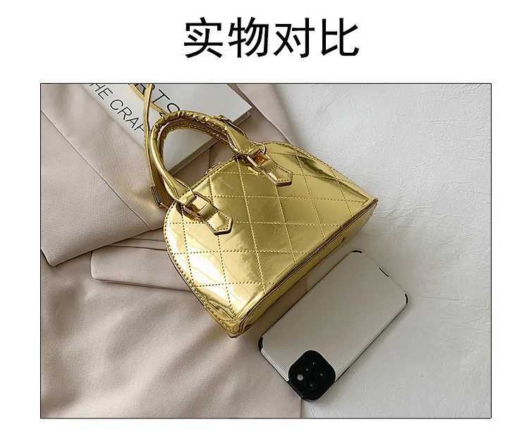 Luxury designer Plaid Quilted patented leather womens handbag Korean cross body bag small shell handbag 2023 summer new item Y250319