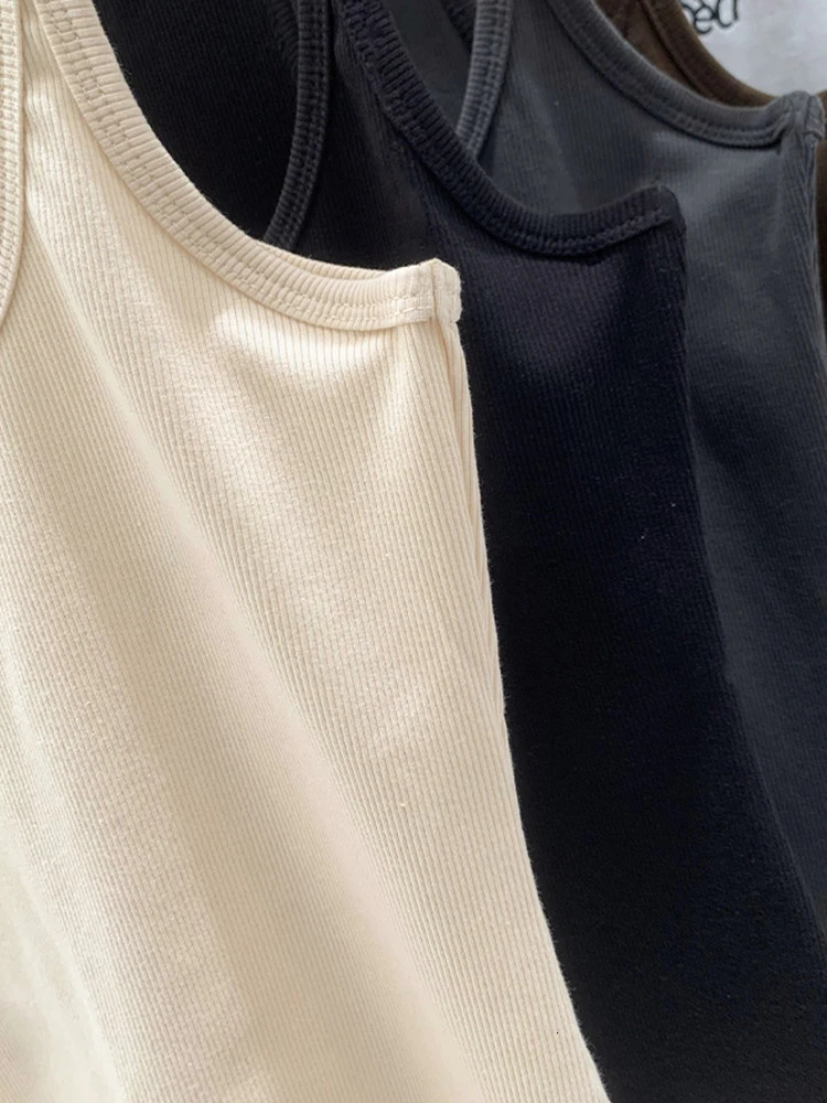 90s Cool s Streetwear Soft Tees Solid Color Basic Ribbed Knitted Tank Top Women Summer Vintage Sleeveless Camis 250320