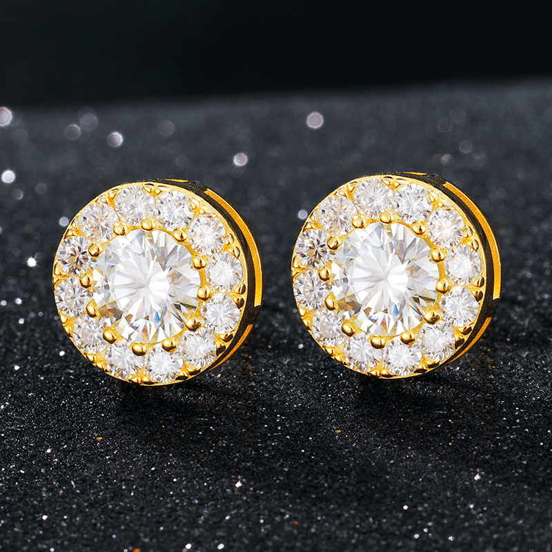 TUHE Unisex Fine Jewelry VVS1 Moissanite Round Earrings For Women silver 925 Stud Earrings Jewelry Gifts