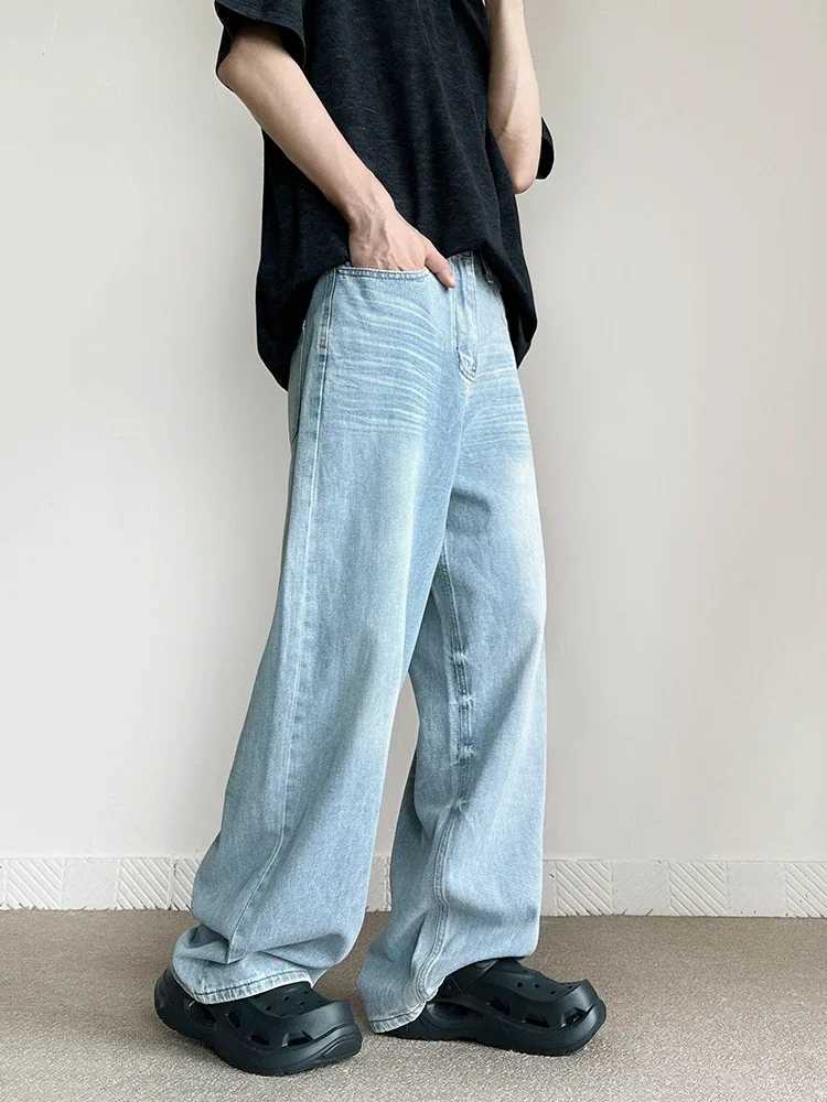 Mens retro blue jeans straight fashion casual comfortable pocket jeans street hip-hop trend mens styleT250319