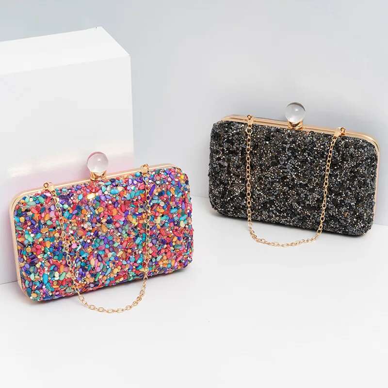 New Rhies Evening Fashion Dia Beaded Banquet Clucth Purse 2023 Crystal Handbags Female Shoulder Bags